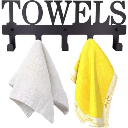 Hook Letter Pattern Clothing Storage Rack Iron Robes Towel Holder for Bathroom