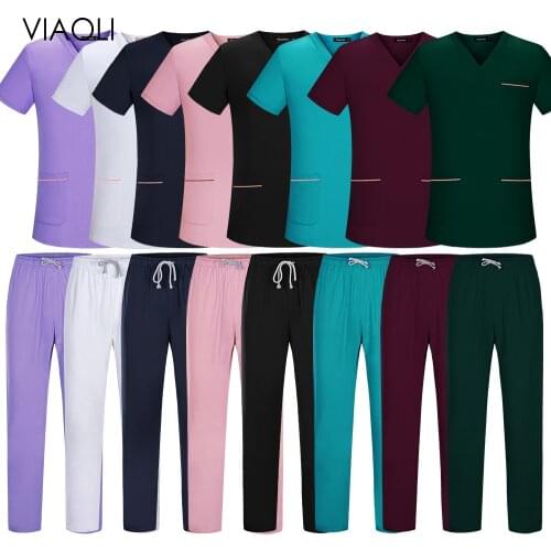 Viaoli scrubs men medical surgical uniform hospital nurse uniforms beauty salon dentist clinic pharmacy pet veterinary uniforms