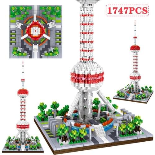 Mini Bricks World Famous Architecture Oriental Pearl Tower Twin Bridges 3D Model Building Blocks education Toys for Children
