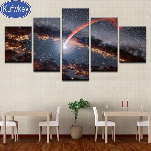 Multi-Panel 5d Diy Diamond Painting Stars Track Black Holes Pictures 5 Pieces Abstract Glowing Dust diamond embroidery mosaic