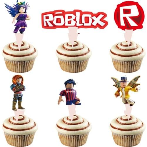 24pcs Cartoon Roblo Game Party Cupcake Cake Toppers Picks Kids Happy Birthday Party Supplies Wedding Decorations Cake Cup