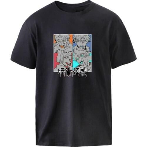 Jujutsu Kaisen T shirts Mens Vintage Loose Graphic Graphic Tee Shirt 2021 Summer Short Sleeve O-Neck Anime Cartoon T-shirt