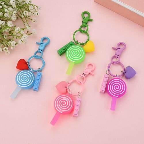 Soft 3D Lollipop Keychain Resin Cartoon Lollipop Key Ring for Women Kids Backpack Pendant Key Chains Accessories Gift