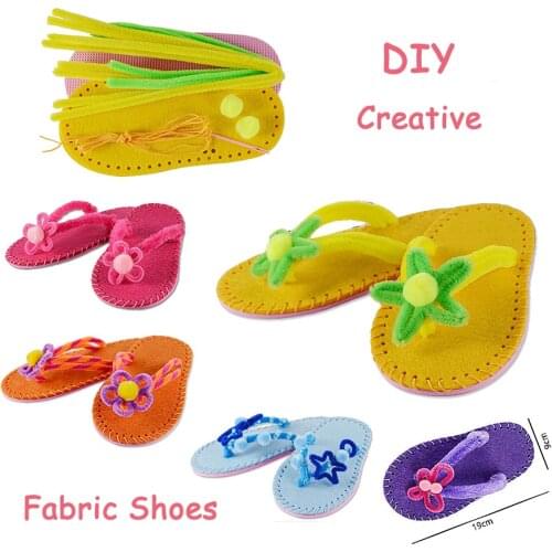 Funny Handmade DIY Non-woven Fabric Shoes Creative Fashion Slippers Sewing Kit Art & Crafts For Children Educational Toys