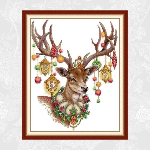 Joy Sunday Cross-stitch Needlework kits, DIY Cross Stitch,Set Embroidery Suit, Antlers Patterns Enough Canvas for Embroidery