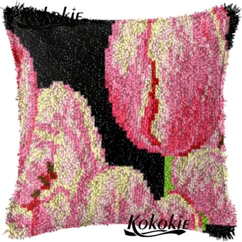 Latch hook flower pillow kits Handmade cross stitch kits Crocheting Rug Kits Yarn embroidery needlework sets diy rug carpet mat
