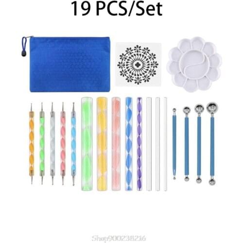 19PCS Mandala Dotting Tools Set Pen Dotting Tools Mandala Stencil Ball Stylus Paint Tray Painting Rock, Coloring S26 20 Dropship