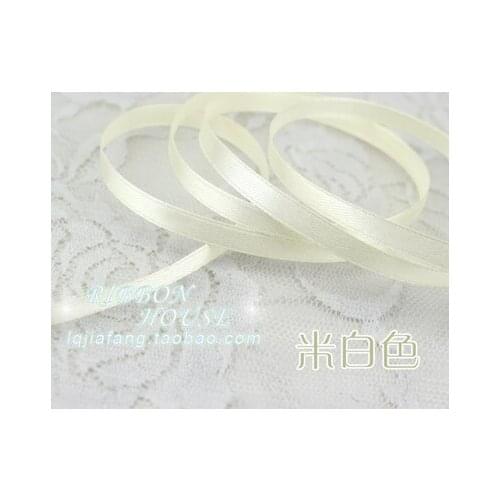 New (25 yards/roll ) 6mm Beige Cream White satin ribbon webbing decorationChristmas gift Packaging ribbons Sewing Fabric DIY