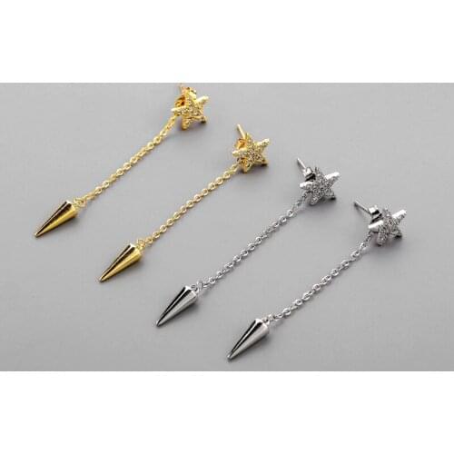 PANGJERY Prevent Allergy 925 Sterling Silver Stars Drop Earrings for Women Exquisite Trendy Elegant Tassel Party Jewelry Gifts