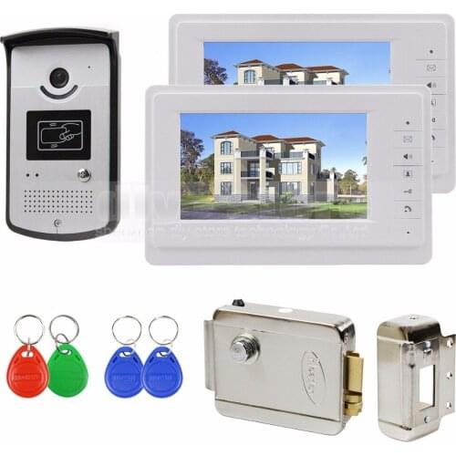 DIYSECUR 7" Wired Video Door Phone System 1V2 Electric Lock Access Control RFID Keyfobs Unlock