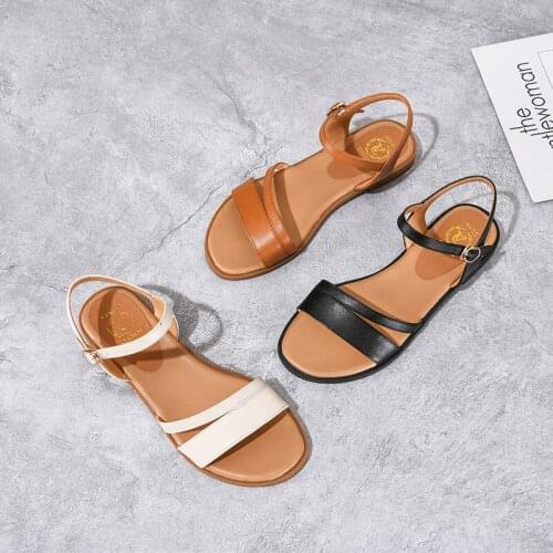 QZYERAI New Summer Style Girls Sandals Genuine Leather Fashion Comfortable Womens Shoes Real Cowhide Sandals Size 34-43