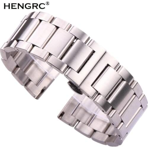 18 20 21 22 23 24mm Metal Watch Band Strap Men High Quality Stainless Steel Watchband Link Bracelet Double Fold Deployment Clasp