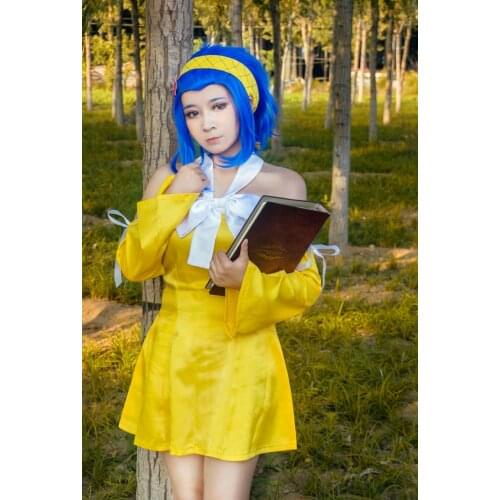 S-3XL Anime Fairy Tail Cosplay Levy Shadow Gear Mcgarden Summer Dress Halloween Cosplay Costume Dresses+headscarves+sleeves