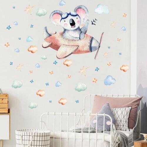 Self-adhesive Cartoon Bear Wall Stickers Kids Room Decor Boy Girl Baby Bedroom Living Room Decoration Nursery Mural