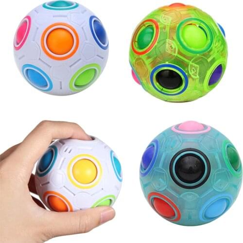 Spherical Magic Cube Ball Rainbow Football Stress Relief Puzzles Kids Toys for Autism Special Needs Adult Kid Funny Anti-stress