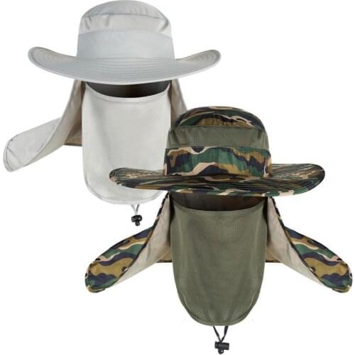 Unisex Wide Brim Detachable Anti-UV Neck Face Flap Outdoor Sports Fishing Hat Detachable Wide Brim
