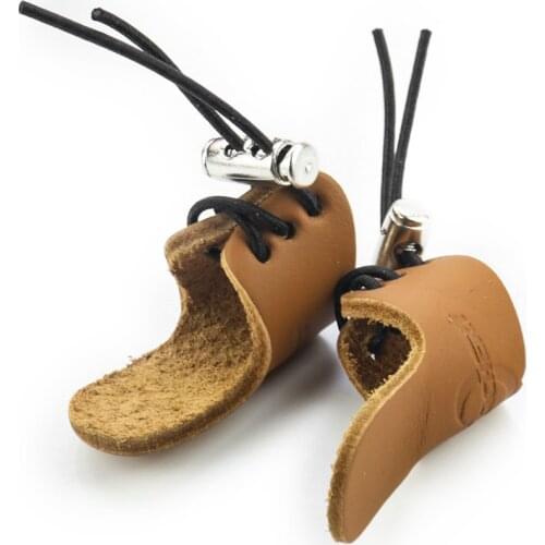 Archery Thumb Finger Tip Guard Protector Ring Tab Pad Recurve Bow Arrow Leather Adjustable Pull Arrow Glove for Hunting Shooting