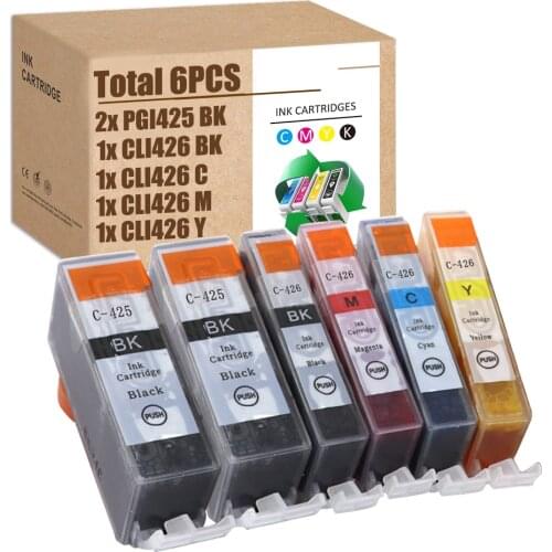 SZX 6PCS for Canon 425 Ink for Canon 426 Ink PGI 425 CLI 426 for Pixma IP4840 IP4940 MG5140 MG5340 MG6140 MG8240 MX884 MX894