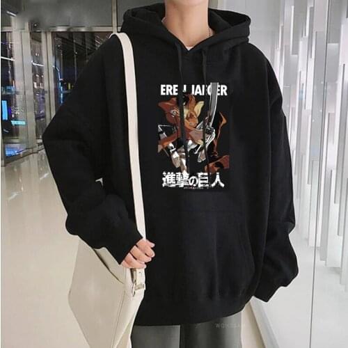 Japan Anime Attack On Titan Eren Print Hoodies Women Funny Cartoon Graphic Men Streetwear Oversized Winter Fashion Sweatshirts