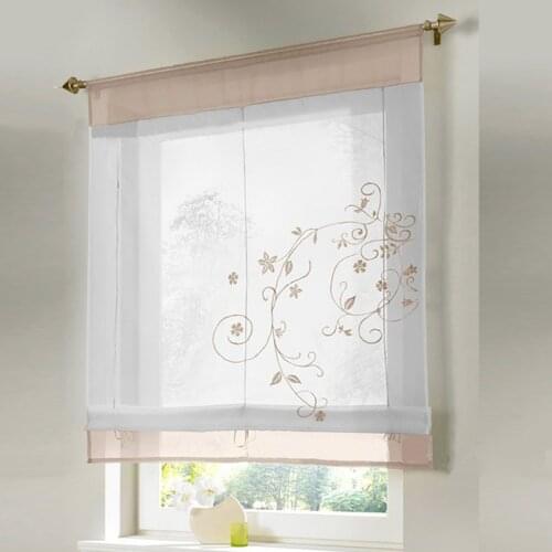Embroidered Roman Short Curtains Tulle For Kitchen Sheer Curtain for Living Room Bedroom Blinds on the Windows cortinas dormitor