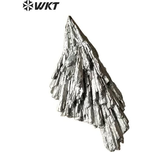 WT-G167Fashion Sliver Feather Kyanite stone Wholesale 5pcs natural kyanite with titanium coated feather stone for jewelry making