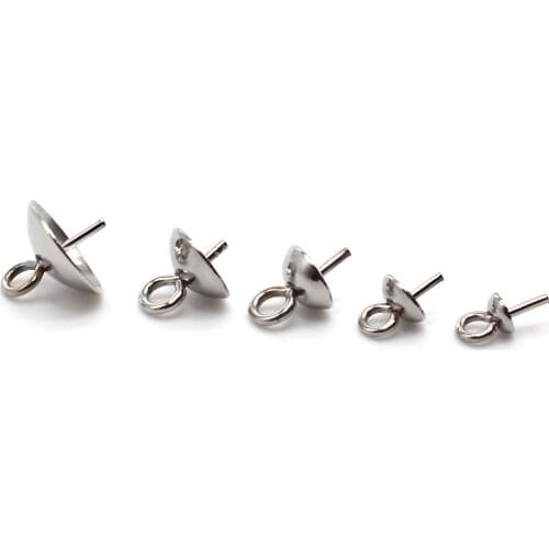 Mibrow 30pcs Stainless Steel 3/45/6/8mm End Bead Caps Pendant Connectors Bail Caps Round Beads for DIY Jewelry Making Findings