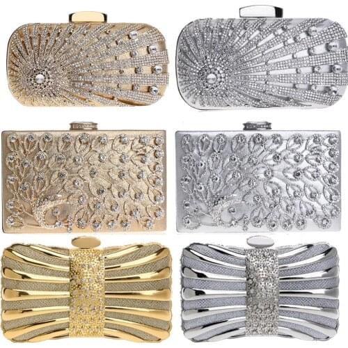 Rhinestones Evening Bag Hollow Out Fashion Ladies Small Diamonds Party Clutch Wedding Bridal Handbags Chain Shoulder Purse