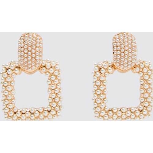 Flatfoosie Crystal Earrings 2019 Newest Handmade Boho Simulated Pearl Statement Earrings for Women Wedding Party Gifts Bijoux