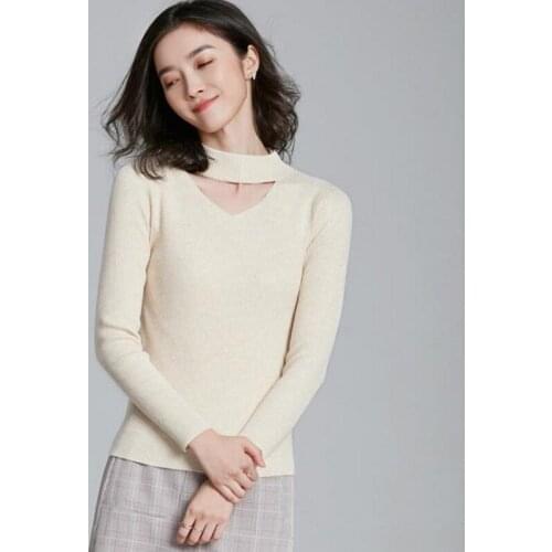 Women sweaters high quality autumn clothing for female fashion designer sexing v-neck pullovers full sleeve knitted tops