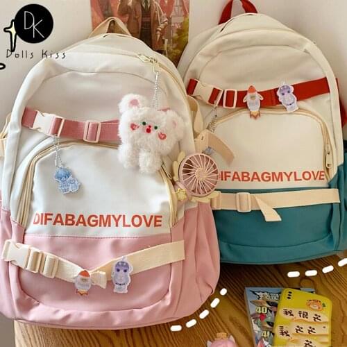 Ladies Japanese Kawaii Backpack Women College Contrasting Color Design Book Bag Cute Student School Bag Girls Travel Backpack