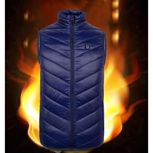 2020 Men Women Winter Heating Waistcoat Sleeveless USB Charging Zipper Smart Cotton Vest Blue Black Outdoor sportswear outwear