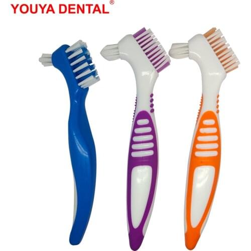 Dual-Head False Teeth Toothbrush Multi-Layered Denture Cleaning Brush Non-slip Ergonomic Rubber Handle Dental Oral Care Products