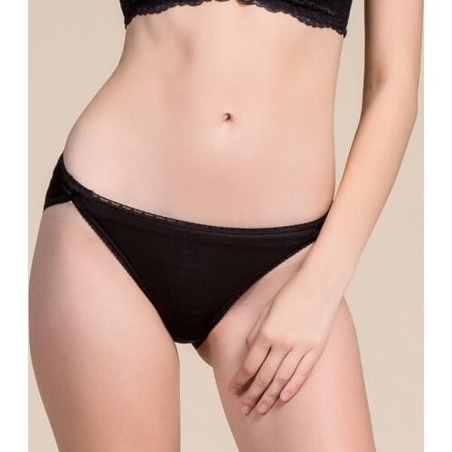 100% natural Silk Sexy Low Mark Waist Waist Pants, Lady Silk Thin Thin Air Breathable Bow Knot Triangle Underwear