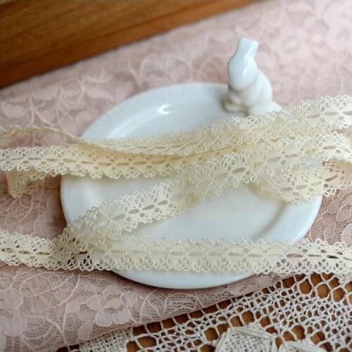 20 Meters 12mm Beige Decorative Lace Ribbon Embroidered Cotton Lace Trimmings