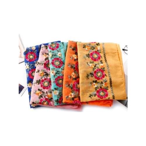 2018 New Cotton Floral Embroidery Scarves Shawls Flower Print LongBohemia Scarf Wrap Hijab Wholesale 10pcs/lot Free Shipping