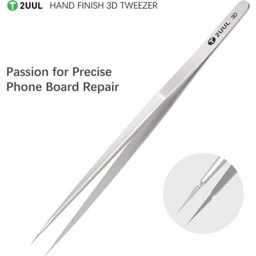 2UUL Hand Finish 3D Tweezer For Mobile Phone Stainless Steel High-Precision Flying Wire Tweezers Planting Tin IC Chip Hand Tools