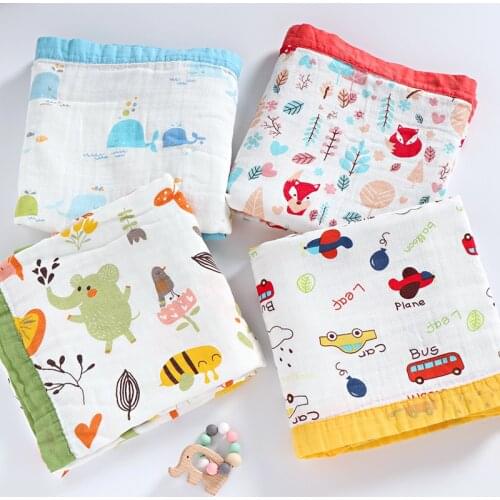 4 Layers Muslin Soft Swaddle Blankets Muslin Quilt, 43X45 inches Baby Blanket for Boy Girl Toddler Daycare, Swaddle Wrap