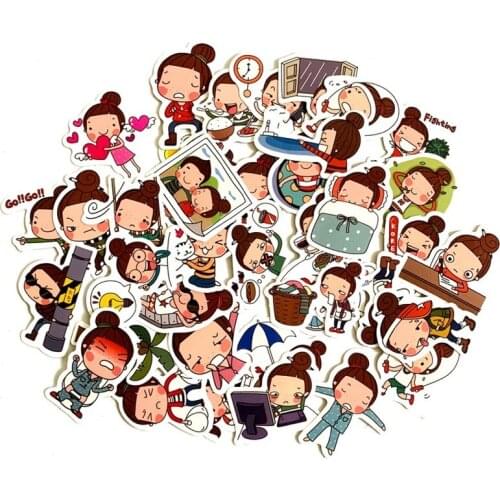 5 Sets=215PCS Cute Emoticon Pack Korean Little Girl Sticker Mobile Phone Water Cup Notebook Waterproof Sticker