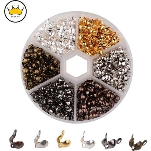 650PCS/Box Iron Necklace Chain Connector Clasp Accessories Ball Chain Crimps End Beads Findings For DIY Jewelry Making