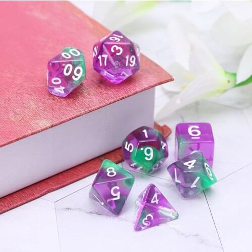 7pcs/set Transparent Sided Dice D4 D6 D8 D10 D12 D20 Acrylic Digital Dice For Dungeons & Dragon D&D RPG Poly Table Board Game