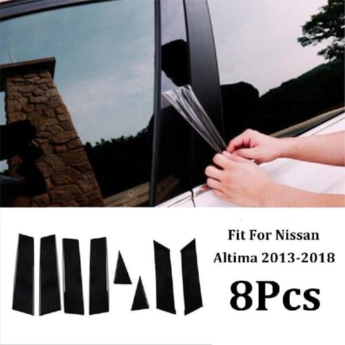 8Pcs Polished Pillar Posts Fit For Altima Nissan 2013-2018 Door Window Trim Cover