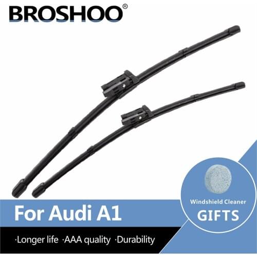 BROSHOO Auto Car Windshield Wiper Blade Natural Rubber For AUDI A1 2010 2011 2012 2013 2014 2015 Fit Push Button Arm Accessories