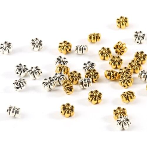 6*5mm Metal Alloy Plum Flower Loose Spacer Beads for Beadwork Jewelry Making Supplies Diy Charms Bracelet Necklace Accessories