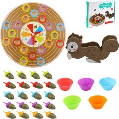 Baby Wooden Education Clip Beads Toys Color Sorting Cognitive Turntable Game Baby Fine Motor Training Kids Montessori Math Toys