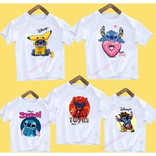 Baby Kids Clothes Cute Disney Stitch Print T-shirt for Girls/boys Funny Kawaii Children Clothing T Shirt Camisetas Tops