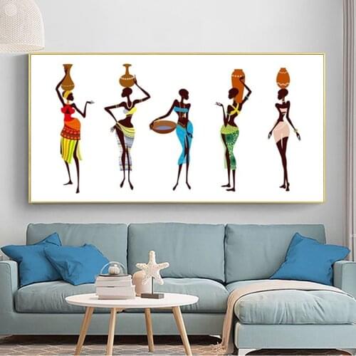 Ethnic Dance Canvas Painting Wall Art African Women Oil Painting Prints Modern Beauty Poster Home Decorative Picture For Bedroom