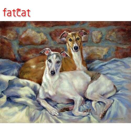 FATCAT 5d diy diamond Whippet pattern Cross Stitch diamond painting square pet 3d embroidery beads patterns dog picture AE090