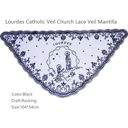 Flocking Lourdes Catholic Veil -Church Catholic Head Covering Veil