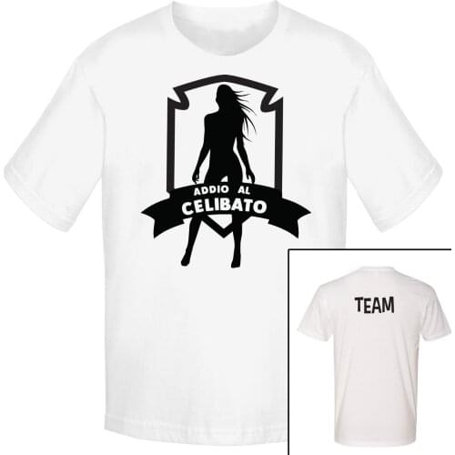 T-SHIRT ADDIO AL CELIBATO TEAM SPOSO MATRIMONIO MAGLIA UOMO SHIRT JERSEY BIANCA Cartoon t shirt men Unisex New Fashion tshirt