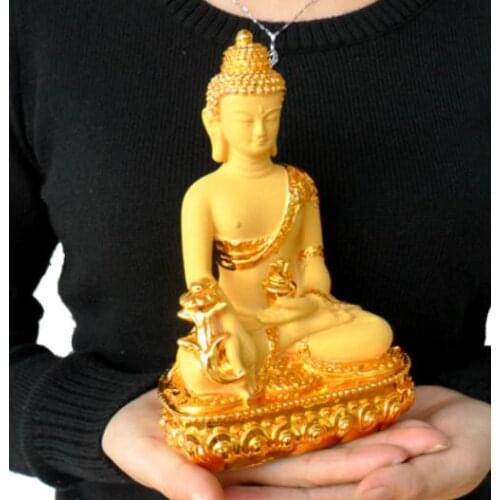 H 13CM Coloured glazed Buddha statue pharmacist Green Tara Manjusri Bodhisattva crafts longevity Safe crafts statue Home